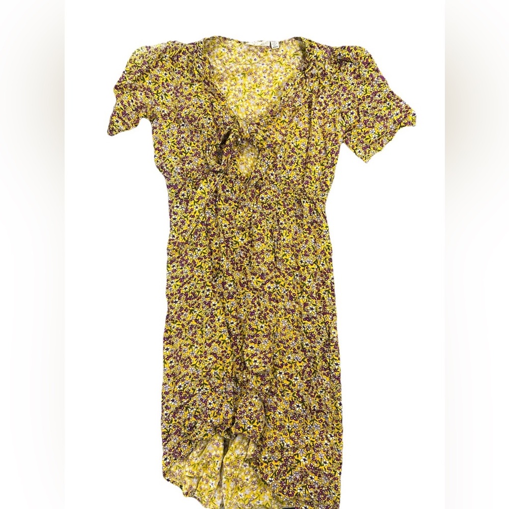 RD Style Womens Short Sleeve Yellow Floral Flowy Dress